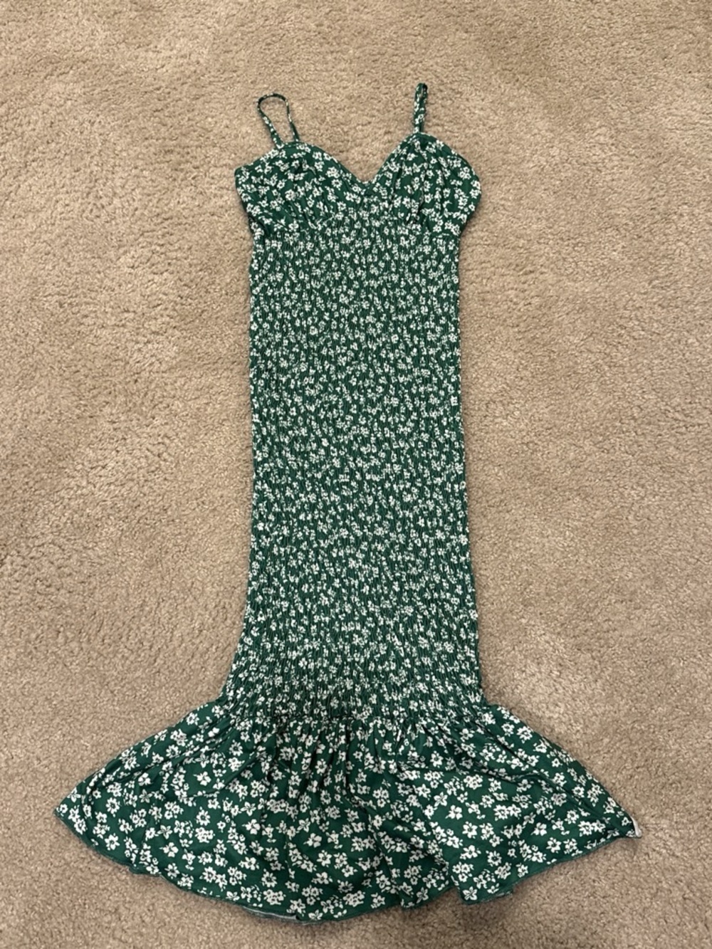 Floral Maxi Dress in Green & White Like New